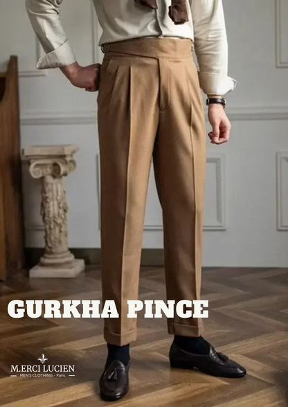 Pantalon Gurkha taille haute à pince style British