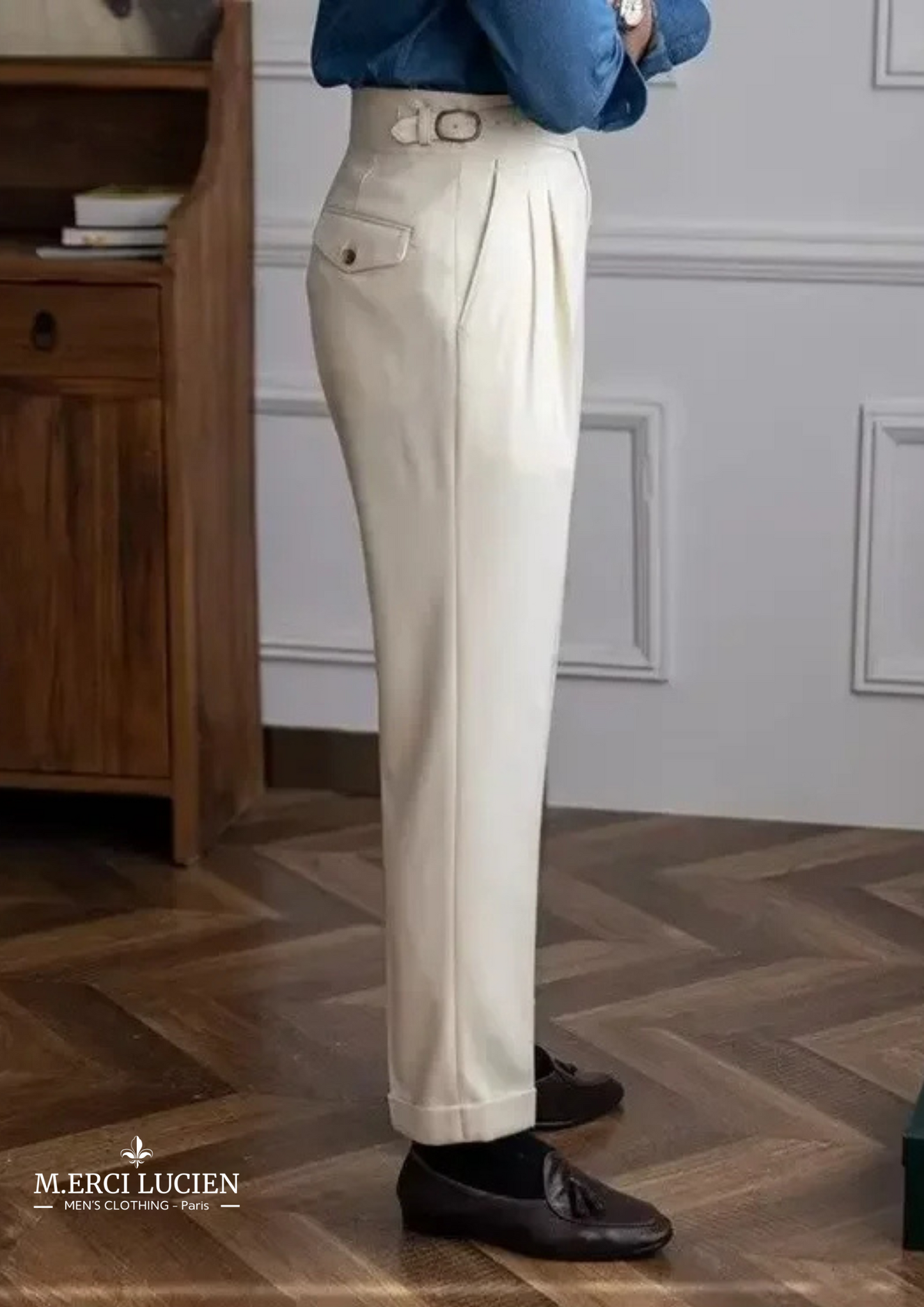 Pantalon Gurkha taille haute à pince style British